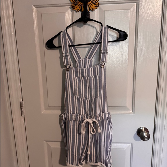 Striped Blue and White Overalls - Picture 1 of 5